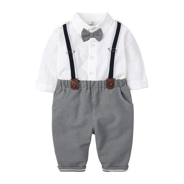 Toddler Newborn Baby Boys Gentleman Clothes Bowtie Camicia a maniche lunghe Pantaloni Set di abiti per bambini