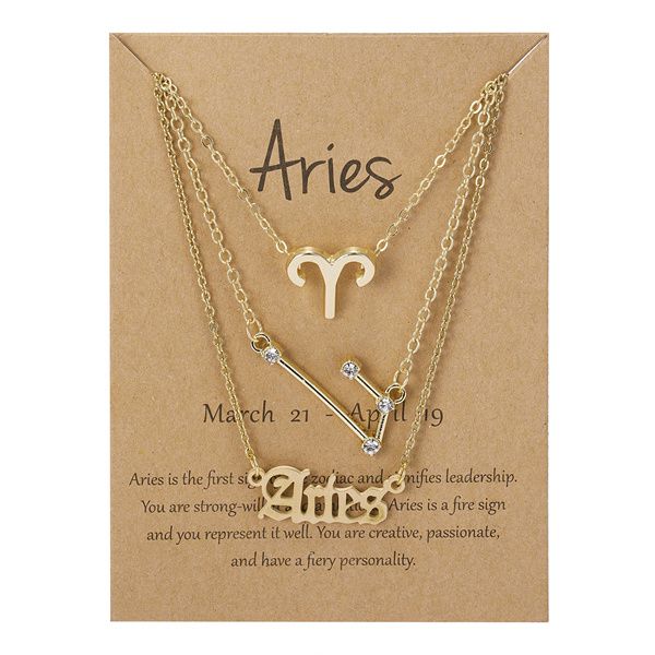 

european and american fashion 12 zodiac chokers ladies 12 zodiac pendant chain necklace birthday jewelry a484, Golden;silver