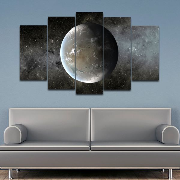 Reliabli HD Moderne Wandkunst für Wohnzimmer 5 Panels Planet Space Bilder Poster Print Modulare Gemälde Home Decor Unerfamed