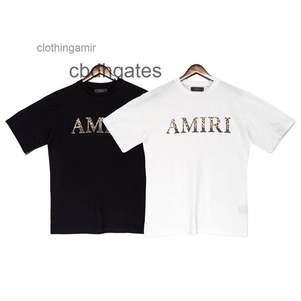 

designer t shirts 2022 amirss high summer fashion brand basic leopard letter printed men's and women's short sleeve, White;black