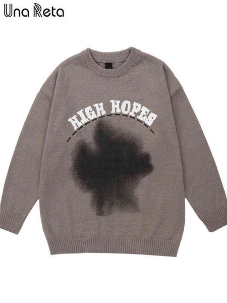 

una reta men sweaters winter men's clothes casual pullovers hip hop letters print streetwear couple knitted sweater t220730, White;black