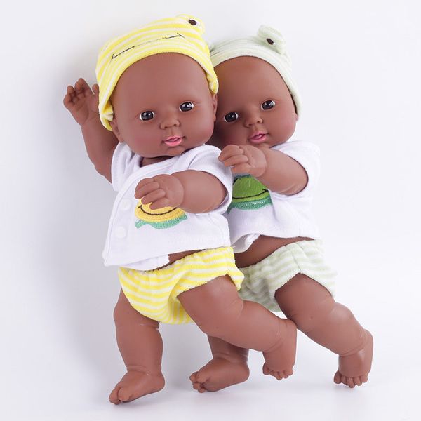 12'30CM Nascido Reborn African Doll Baby Simulation Soft Vinyl Children Toys Like Toys 220822