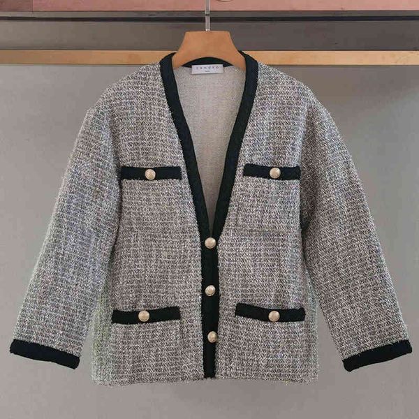 

men's jackets family m french minority short coat autumn winter metal buckle tweed small fragrance cardigan, Black;brown