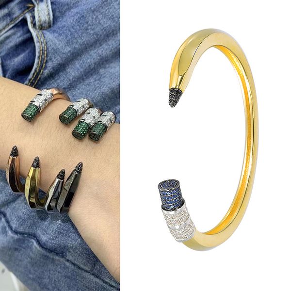 

bracelet for women c-shaped blue natural stones wholesales gold-color bangles classic retro jewelry diamond couple female ladies indian jewe, Golden;silver