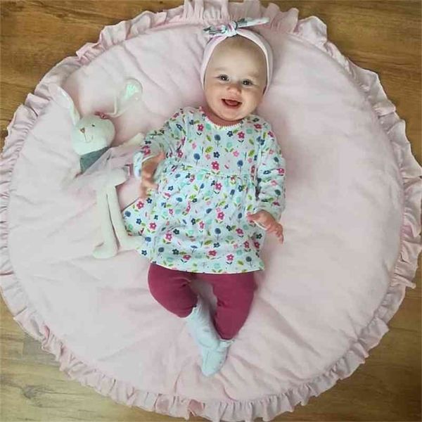 

born baby padded crawling mat play mats cotton crawling mat girls rugs round floor carpet for kids interior room decorate 210402
