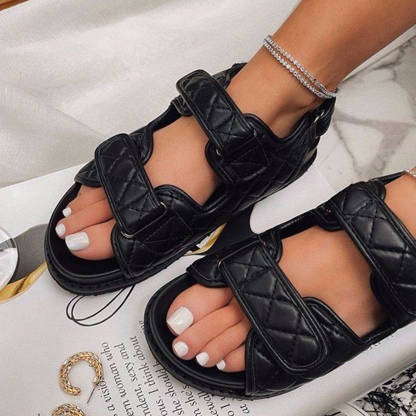 

summer sandals shoes women 2022 plus size 43 woman roman open toe shoes rhinestones ladies flat shoe comfortable beach sandal ys, Black