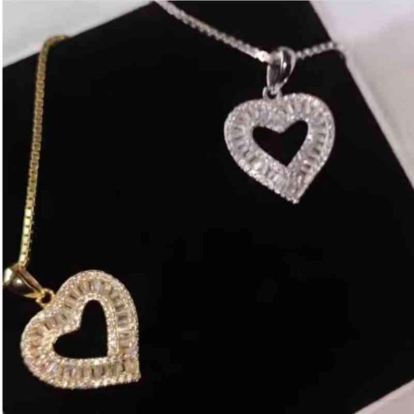 

gold silver color full paved cz heart pendent women necklace gorgeous female engagement jewelry necklaces ing box chain