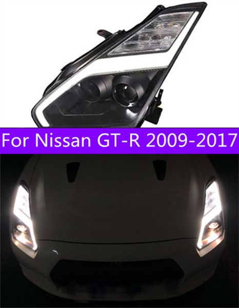 Fari Tutti LED per Nissan GT-R 2009-20 17 GTR Faro LED DRL Angel Eye Hid Bi Xenon Luci di marcia diurna di ricambio