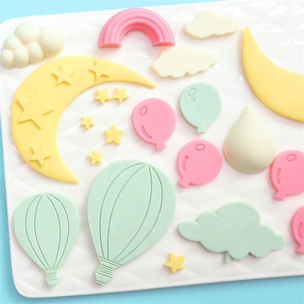 Cloud Star Moon Rainbow Silicone Fondante stampo Aria Air Galloon cioccolato stampi per torta 3D cloud torta di decorazioni di decorazioni 220815