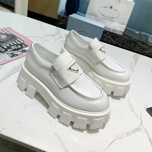 

shoes boots op08 soft cowhide loafers rubber platform sneakers black shiny leather slipper thick bottom shoe chunky round head sneaker with