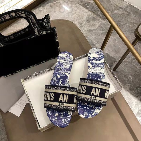 

slippers designer summer slippers d home letter embroidered flat female ly21, Black