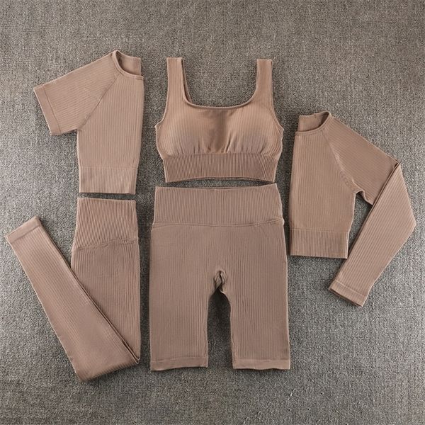 

seamles yoga set workout sportswear gym clothing fitness long sleeve crop high waist leggings sports suits 220329