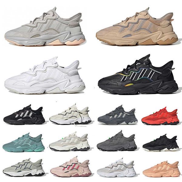 

fashion trace cargo leather ozweego mens running shoes triple cloud white multi pale nude taped seams men women trainers sports sneakers