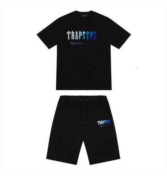 

trapstar 22ss men's t shirt short sleeve outfit chenille tracksuit black cotton london streetwears-2xl, White;black