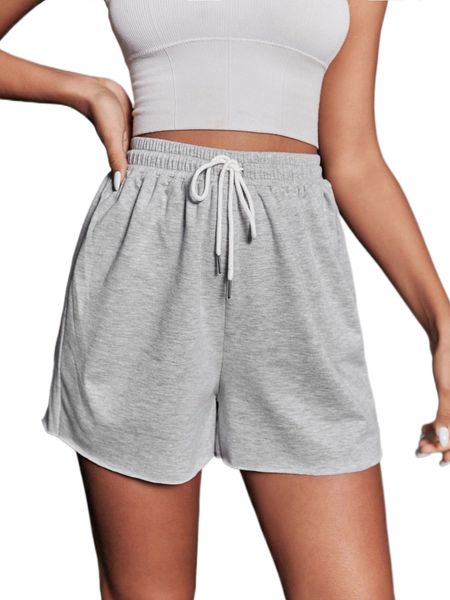 

drawstring waist solid track shorts w2u1#, White;black