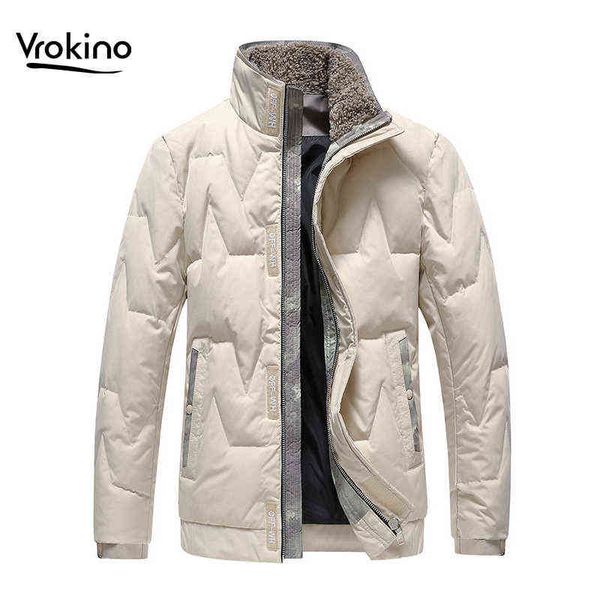 

vrokino men's down jacket lightweight short warm men's winter clothes black beige green t220715
