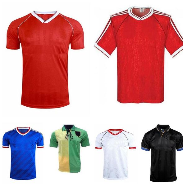 

1990/1992 retro edition united white soccer jersey 88 91 08 manchester home red soccer shirt 1994 ucl final match utd football uniform, Black;yellow