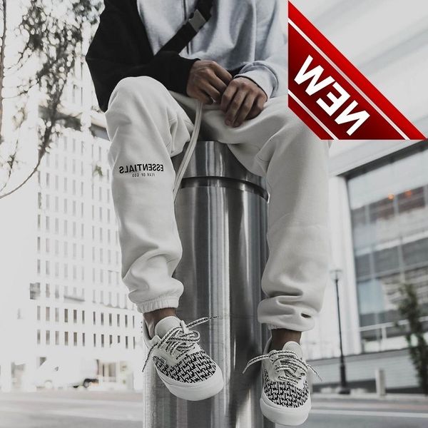 

50% off discount fog feel of god double thread sentials high street loose plush thickened men's trousers factory direct sale, Black