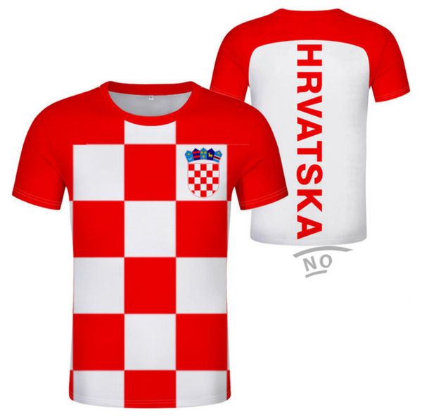 

croatia t shirt diy custom name number hrv t-shirt nation flag croatian country hrvatska republic print po clothing 220607, Black