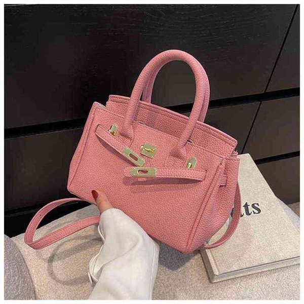 

luxury trend handbags birkins bag female 2022 pattern portable net lock messenger red temperament