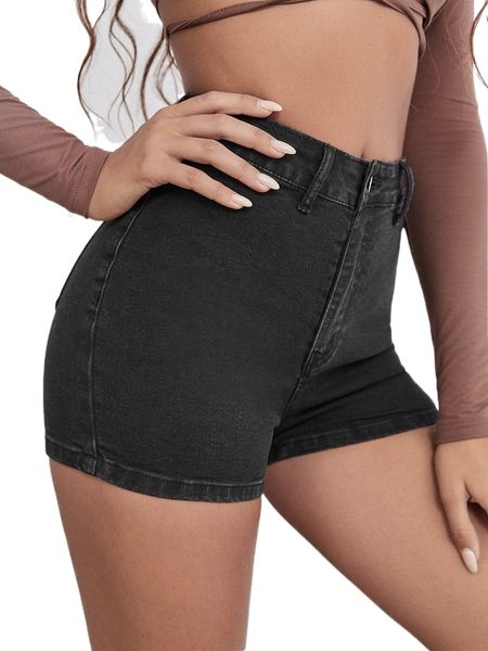 

high stretch skinny denim shorts s9b1#, White;black