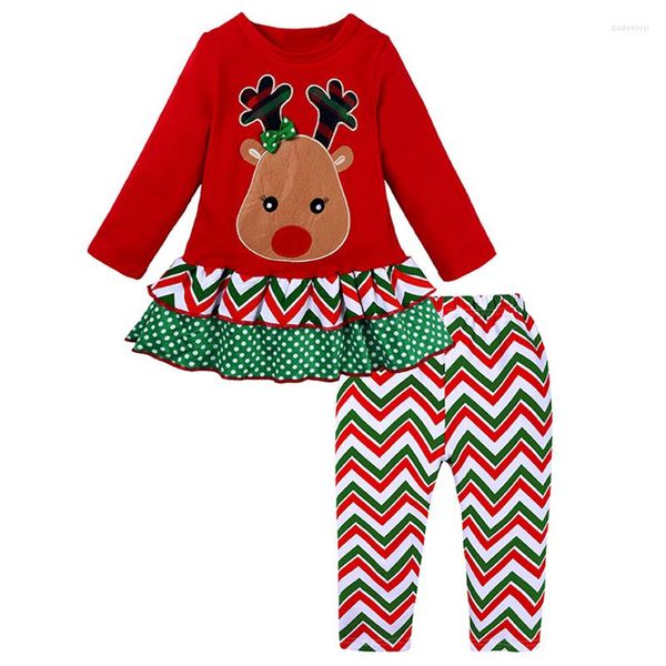 Kleidungssets für 1–6 Jahre alte Baby-Mädchen-Kleidung, niedliche Elch-Weihnachts-Outfits, Weihnachtsfeier, Kleinkinder, Kinder, Kleinkinder, Festival-Kostüme