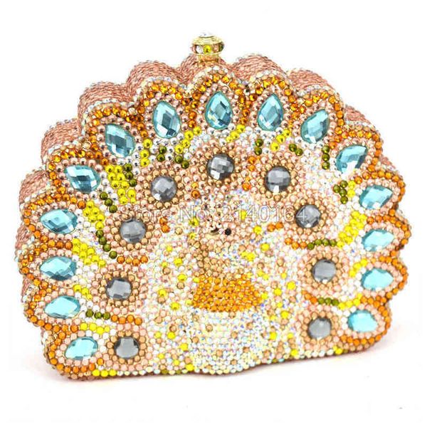

nxy evening bags bolso de mano con forma pavo real para mujer, bolsa lord, a la moda, fiesta y boda, cristal, color dorado, 0428