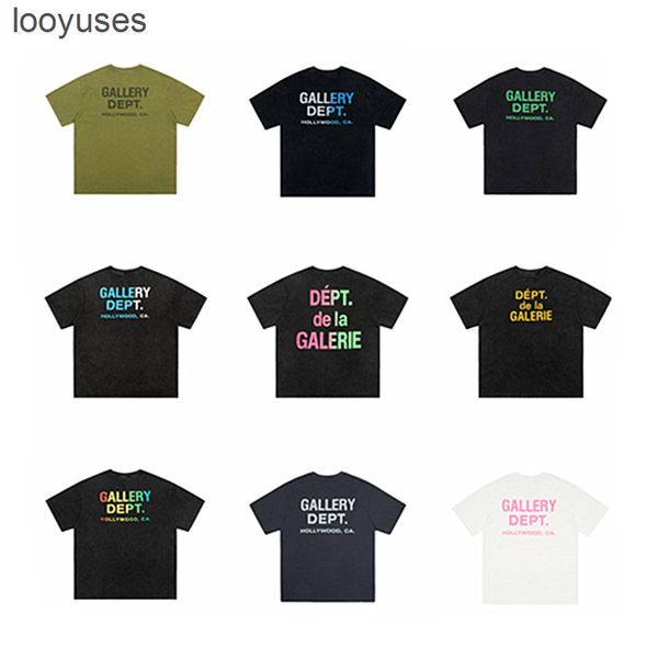 

galleryes t shirts t designer shirt dept man 22ss american fashion brand wash letter short sleeve t-shirt men's women's, White;black