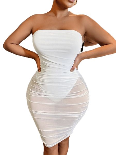 

sxy solid bandeau bodycon dress 84cb#, Black;gray