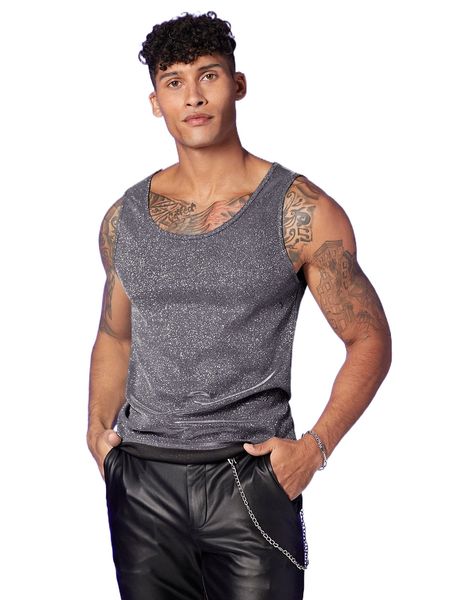 

men scoop neck glitter tank e5do#, White;black
