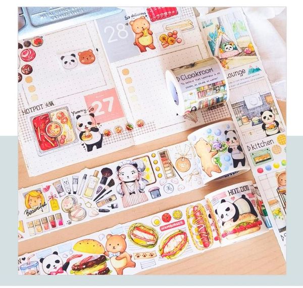 Hediye Sargısı Sevimli Panda Günlük Yaşam Washi Masking DIY Scrapbooking Planı Stickergift