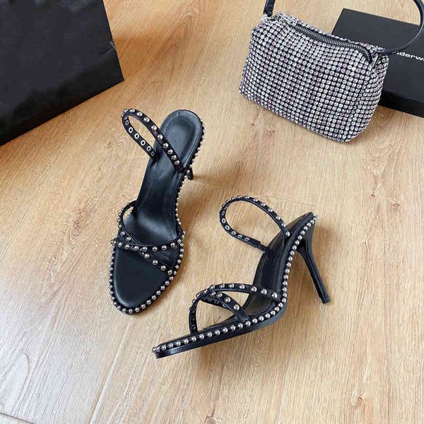 

sandals leather sandals women's summer shoes open placket high heels thongs pearls series, Black