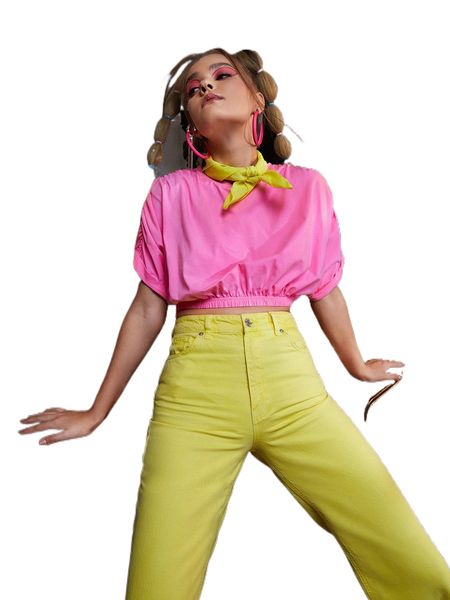 

x smyle solid ruched batwing sleeve tee 10u7#, White