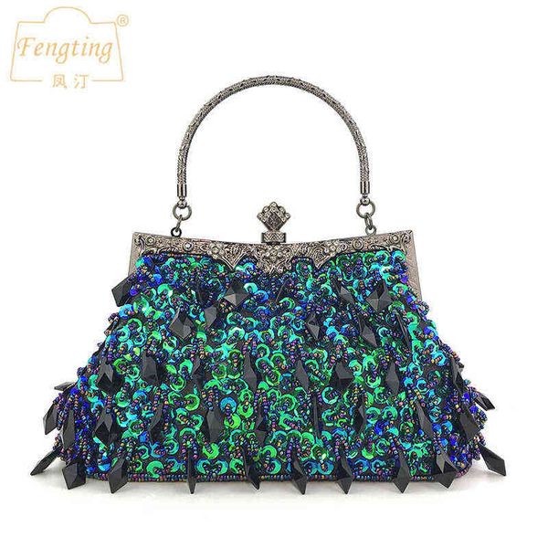 

lady's crystal green clutch bags women designer party purse chain shoulder bags ladies wedding evening handbag black silver b401 t22072