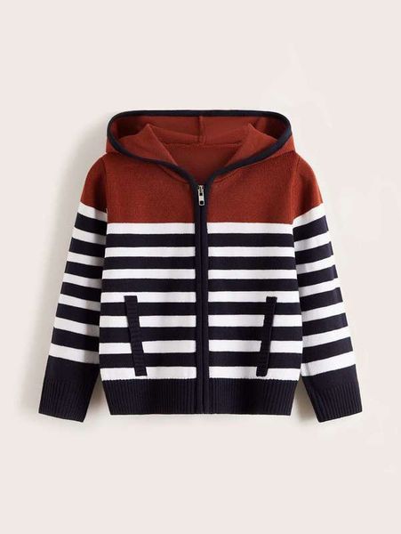 

toddler boys striped pattern zip up cardigan she, Blue