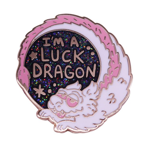 

lucky dragon brooch cartoon metal enamel pins men women fashion jewelry gifts anime movie novel hat clothes bag lapel badges, Blue