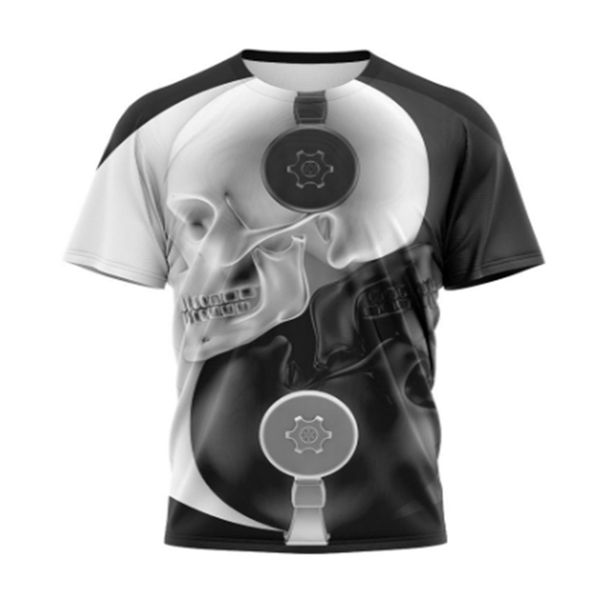 

novelty skull men's 3d t shirt short sleeve black and white halloween party street wear punk & gothic round neck summer, Black;green