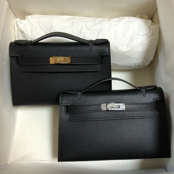 22 cm Frizione marca Clutine Luxury Bag Design Borsa Epsom in pelle Punta fatta a mano blu navy nere ecc. Molti colori per scegliere la consegna veloce