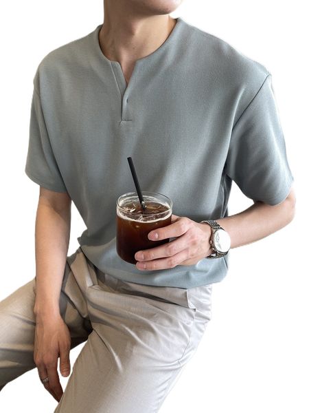 

dazy men notched neckline solid tee m0i9#, White;black