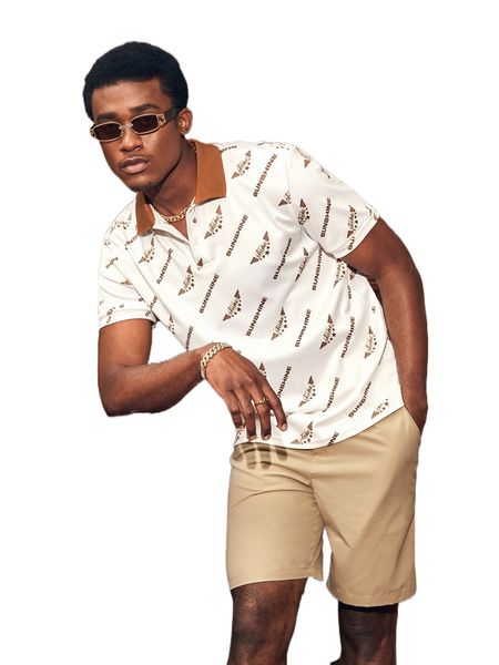 

men star & letter graphic polo shirt c8kz#, White;black