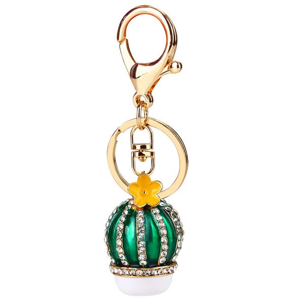 Cartoon Cactus Keychain for Women Purse Charms for Handbags Party Favor Crystal Pinging com Key Ring 1221809