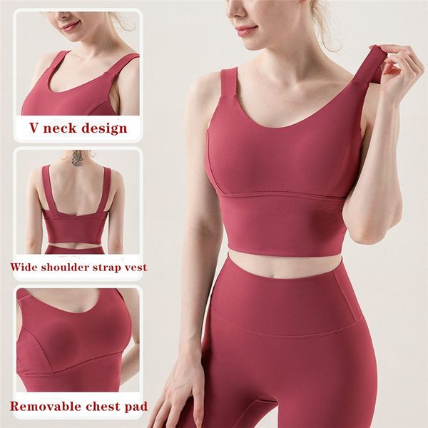 

women sport underwear wirepadded yoga bra running workout crop tank solid color lady with removable cups