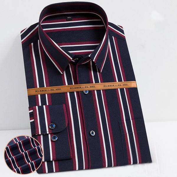 

designer stretch striped men shirts long sleeve soft business office man elastic formal shirt leisure casual quality with pocket, White;black
