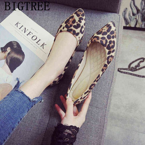 Leopard Schuhe Plus Größe Für Frauen Boot Spitz Wohnungen Fashion Slip Auf Creepers Zapatos Comodos De Mujer220513
