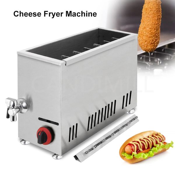 Gas Queijo Coreano Dogs Hot Sticks Mozzarella Fryer Alimentos Equipamento de processamento de fogão Comercial Machine de fritura profunda de milho 21L