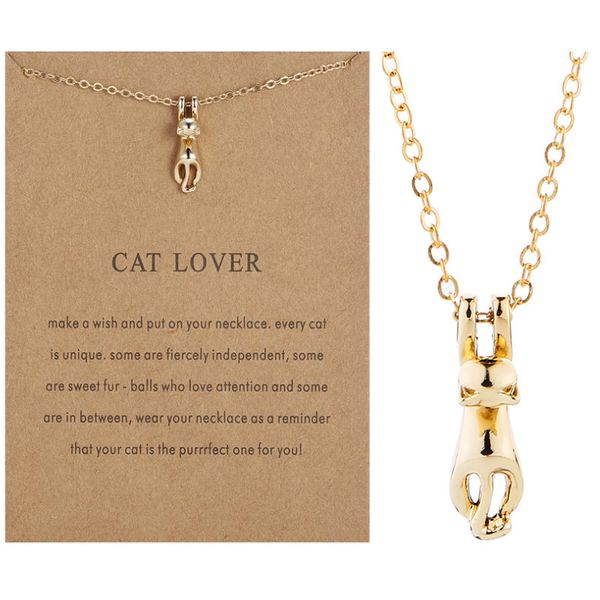 

cat necklace cute cat pendant collarbone chain necklace female, Silver