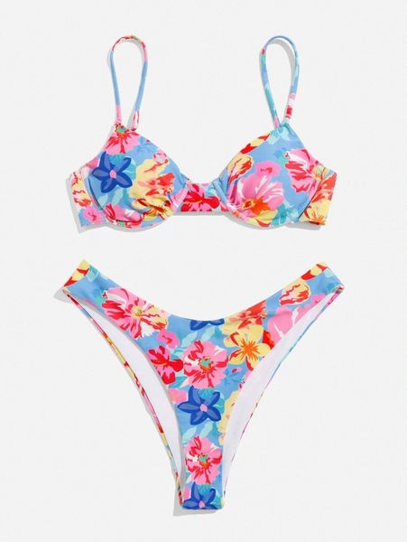 

floral push up bikini swimsuit a5xe#, White;black