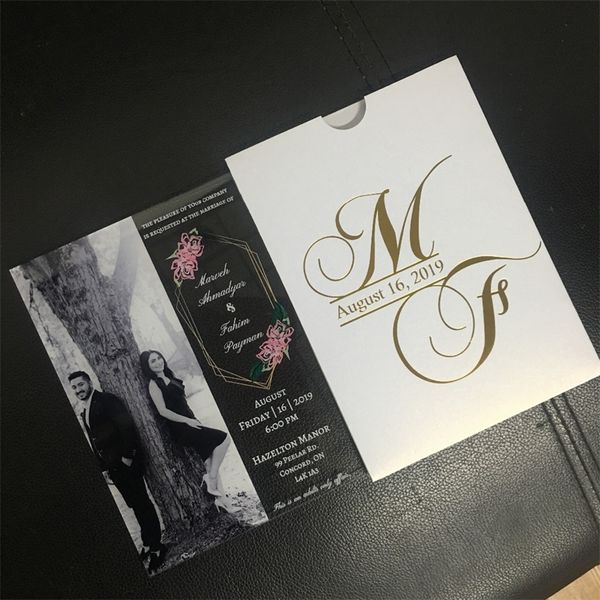 10pcs EST Sell Laser Cut Card Cartão de convite de casamento acirlico Design de impressão personalizado 220707