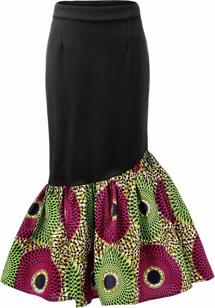 

women african print skirt ankara maxi skirts d1q6#, Black;gray