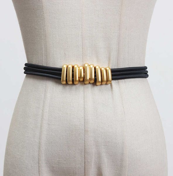 

street p fashionable new belt women's dress waist seal simple versatile metal elastic waist, Black;brown
